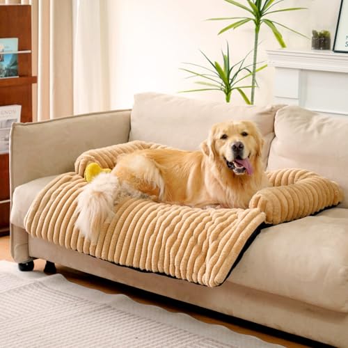 Fuzzy Haustier-Couchbezüge für Sofa, 119,4 cm L × 94 cm B × 15,2 cm H, beruhigendes Hundebett, flauschige Plüsch-Hundematte als Möbelschutz mit Nackenrolle für große, mittelgroße und kleine Hunde und Fuzzy Haustier-Couchbezüge für Sofa, 119,4 cm L × 94 cm B × 15,2 cm H, beruhigendes Hundebett, flauschige Plüsch-Hundematte als Möbelschutz mit Nackenrolle für große, mittelgroße und kleine Hunde und von FUNNY FUZZY