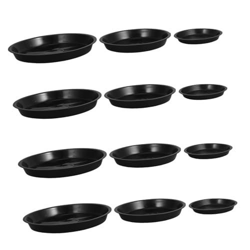 FUNOMOCYA 12 Stück Saftiger Blumentopf Pflanzen Anlage Wasser Container Tropfen Schwarz Abfluss Blumenerde Blumentopf-Untersetzer für den Innenbereich Blumentablett Pflanzschalen pp Black von FUNOMOCYA