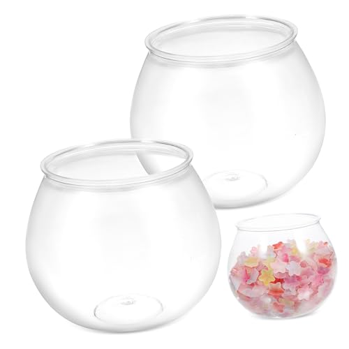 FUNOMOCYA 2 Stück Kleines Fischbecken Wasser- Schüssel-Terrarium Mittelstücke Runden Tank Anlage Vase Kunststoff-Aquarium Klarer Fischhalter Fischglas Aquarienbecken Plastik von FUNOMOCYA