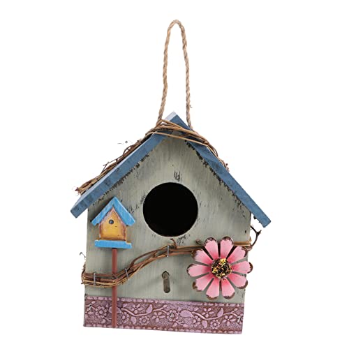 FUNOMOCYA Deko Vogelhaus Aus Holz Garten Hängend Papageien-futterspender Wetterfest Vogelhäuschen Für Draußen von FUNOMOCYA