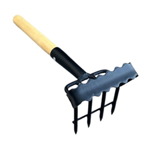 FUNOMOCYA Gartenrechen Klein Gartenrechen Mit Stiel Gras Mulchrechen Landschaft Rechen Schaufelgriff Grubber Werkzeug Power Rechen Pinne Kleiner Rechen Für Die Gartenarbeit Hacke Hartstahl von FUNOMOCYA