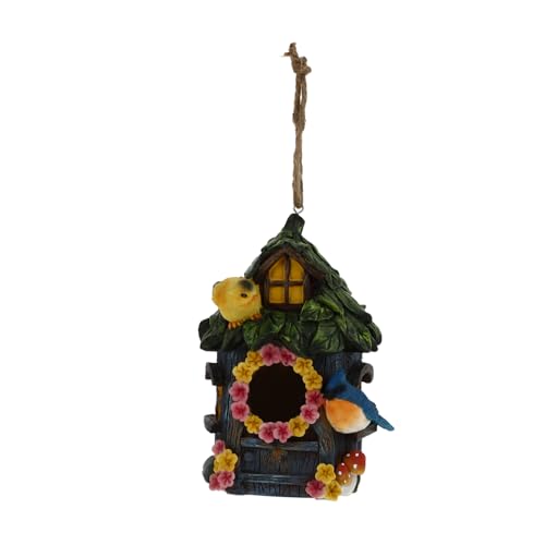 FUNOMOCYA Resin Vogelhaus zum Aufhängen Wetterfestes Gartenornament Robustes Vogelnest mit Haken Schützender Unterschlupf für Vögel Balkon und Terrasse Langlebige Outdoor Dekoration von FUNOMOCYA