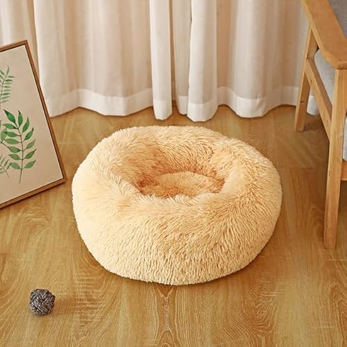 FUNZE 1Pcs Donut Hundeschlafsofa Waschbar Haustierbett Matten Plüsch Haustierbett Haus für Kleine Große Hunde Katzen Runde Matte Warmes Schlafnetz Heimtierbedarf von FUNZE