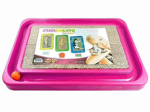 Cat Relax Kratzbrett - Katzenspielzeug & Bett - 3 in 1 Katzenkratzer mit Ball - Board Katzenkratzer mit Kugelbahn - Lustiges Geschenk - Kätzchen Kratzmatte - Nachfüllung erhältlich (Rosa) von FURACÃOPET