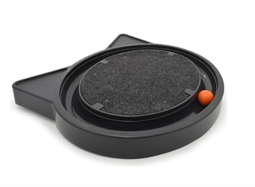 FURACÃOPET Katzenspielzeug mit Kratzunterlage und rollendem Ball - Ovale Spur für unabhängiges Spielen und Instinktstimulation (Schwarz) von FURACÃOPET