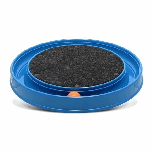 FURACÃOPET Runder Kratzbaum mit Ball - Interaktiver Kratzteppich und Spielbahn für Stressabbau und Spaß (Blau) von FURACÃOPET