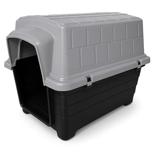 Hundehütte – robuste, geräumige Outdoor-Hundehütte für große Hunde – einfache Schnell-Montage, reisefreundliches und luftbelüftetes Design und Komfort (Grau, H 20 x B 20 x L 26,3 – groß) von FURACÃOPET