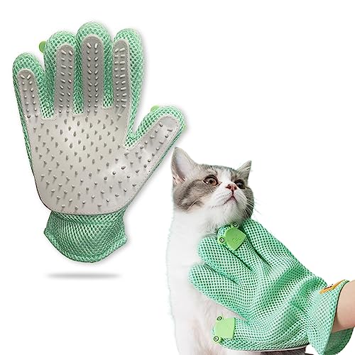 FURBB Fellpflege-Handschuh für Katzen und Hunde, sanfte Enthaarungsbürste – effizienter Massage-Handschuh verbessertes Fünf-Finger-Design, perfekt langes, kurzes Fell, rechte Hand zum Baden (grün) von FURBB