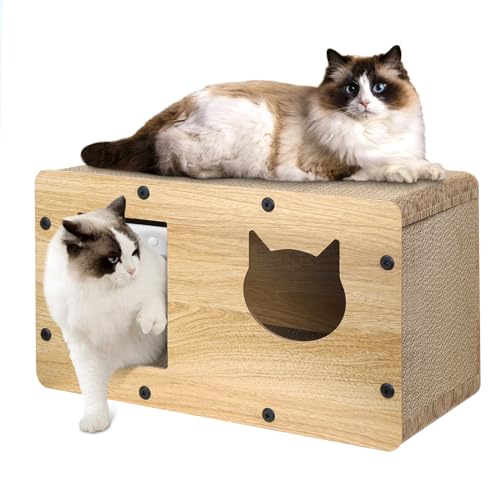 Katzenhaus Pappe mit Katzen Kratzbrett, Furjoy Katzenbett Katzenhöhle für Indoor-Katzen mit Katzenminze, Einfach zu Montierendes Katzen Kratzmöbel für Verschiedene Wohnkultur, 53 * 30 * 28cm Katzenhaus Pappe mit Katzen Kratzbrett, Furjoy Katzenbett Katzenhöhle für Indoor-Katzen mit Katzenminze, Einfach zu Montierendes Katzen Kratzmöbel für Verschiedene Wohnkultur, 53 * 30 * 28cm von FURJOY