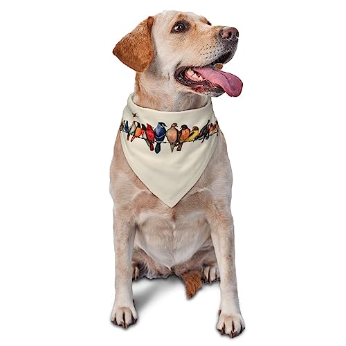 Bunte Vogel Hund Bandana Niedlich Weich Waschbar Hund Schal Sommer Verstellbare Katze Halstuch Lätzchen Haustier Dreieckstuch von FURLOU