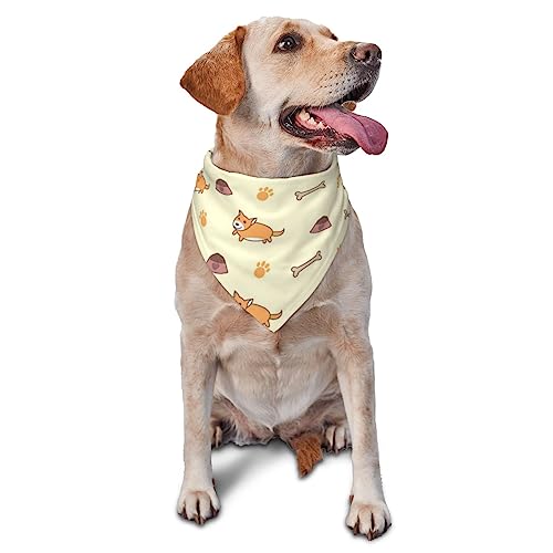 Corgi Muster Hund Bandana Niedlich Weich Waschbar Hund Schal Sommer Verstellbare Katze Halstuch Lätzchen Haustier Dreieckstuch von FURLOU