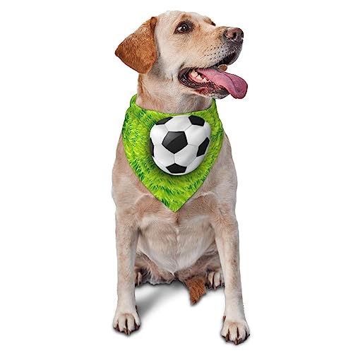 Fußball auf Gras Hund Bandana Niedlich Weich Waschbar Hund Schal Sommer Verstellbare Katze Halstuch Lätzchen Haustier Dreieckstuch von FURLOU