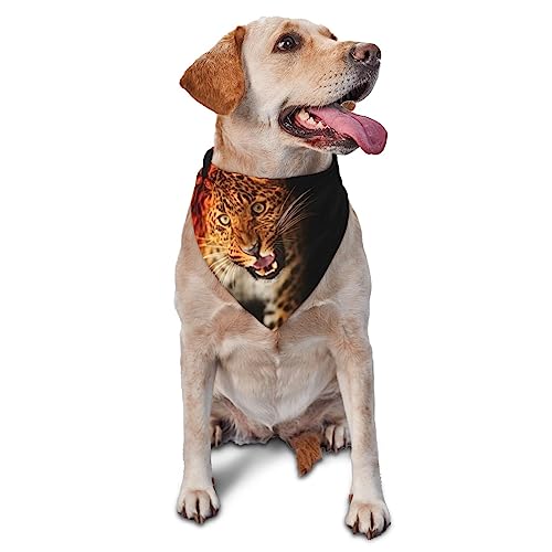 Leopard Malerei Hund Bandana Niedlich Weich Waschbar Hund Schal Sommer Verstellbare Katze Halstuch Lätzchen Haustier Dreieckstuch von FURLOU