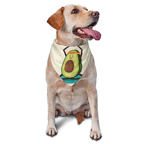 Niedliches Yoga-Avocado-Hunde-Bandana, niedlich, weich, waschbar, für den Sommer, verstellbar, Katzen-Halstuch, Lätzchen, Haustier, dreieckiges Taschentuch von FURLOU