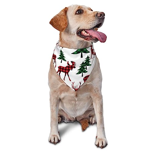 Weihnachtsbaum und Rentier Hund Bandana Niedlich Weich Waschbar Hund Schal Sommer Verstellbare Katze Halstuch Lätzchen Haustier Dreieckstuch von FURLOU