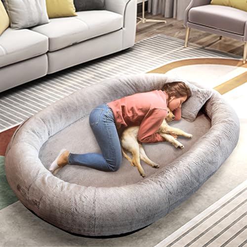 Hundebett für Menschen, 180x114x35,6cm großes Hundebett in Menschengröße für Erwachsene und Haustiere, waschbarer Kunstfellbezug, riesiges Nickerchenbett mit Decke und Kissen Hundebett für Menschen, 180x114x35,6cm großes Hundebett in Menschengröße für Erwachsene und Haustiere, waschbarer Kunstfellbezug, riesiges Nickerchenbett mit Decke und Kissen von FURRYFECTION