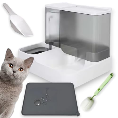 FURRYORA Katzenfutter- und Wasserspender Set (Grau) von FURRYORA