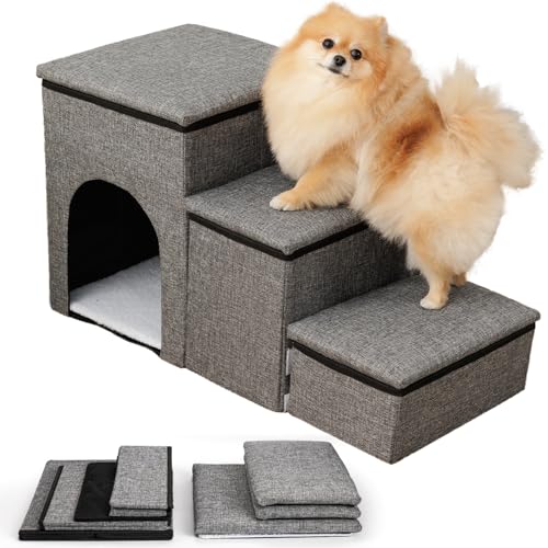 FURRYPAWS Hundetreppe für Bett & Sofa – Faltbare Haustiertreppe, rutschfeste Hunderampe für kleine und große Hunde, ideal für Reisen, 24/7 Kundenservice FURRYPAWS Hundetreppe für Bett & Sofa – Faltbare Haustiertreppe, rutschfeste Hunderampe für kleine und große Hunde, ideal für Reisen, 24/7 Kundenservice von FURRYPAWS