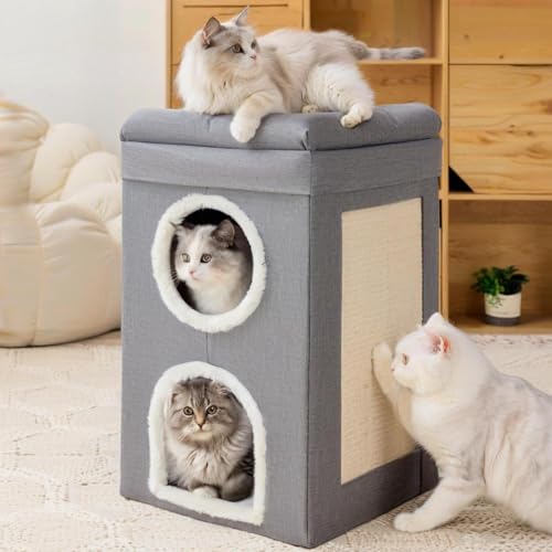 FURRYPAWS Katzenhöhle – Ideal für Katzenhaus Indoor und Outdoor, gemütliche Katzenhöhle für Katzen, perfektes Katzenhaus für Entspannung und Spiel von FURRYPAWS