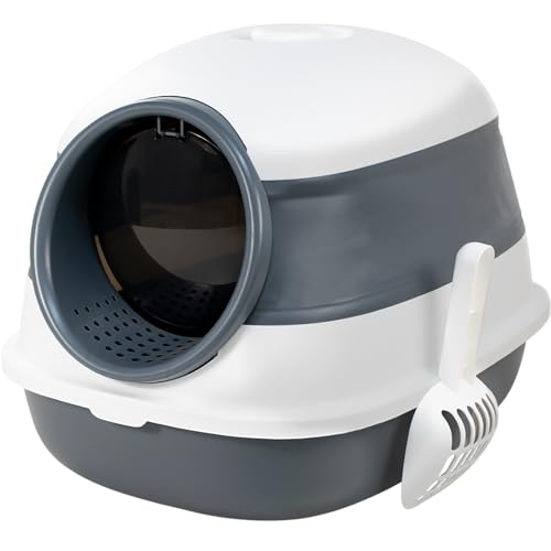 FURRYPAWS Katzenklo,Geschlossene Leicht Zu Reinigende Katzentoilette Mit Deckel, Faltbare Katzentoiletten Mit Aktivkohlefilter, Schaufel, Weiß+Grau FURRYPAWS Katzenklo,Geschlossene Leicht Zu Reinigende Katzentoilette Mit Deckel, Faltbare Katzentoiletten Mit Aktivkohlefilter, Schaufel, Weiß+Grau von FURRYPAWS