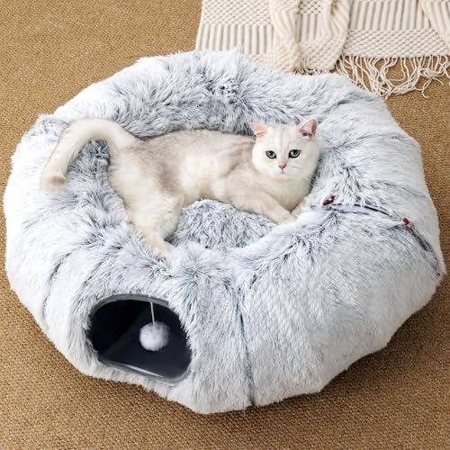 FURRYPAWS Katzentunnelbett für den Innenbereich, Premium-Donut-Katzenhöhlenbett mit waschbarem Plüschkissen, faltbarer Haustierspieltunnel für Kätzchen/Kaninchen, warmes Winter-Haustiernest mit FURRYPAWS Katzentunnelbett für den Innenbereich, Premium-Donut-Katzenhöhlenbett mit waschbarem Plüschkissen, faltbarer Haustierspieltunnel für Kätzchen/Kaninchen, warmes Winter-Haustiernest mit von FURRYPAWS
