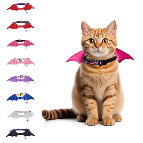 FURRYUMI Fledermausflügel-Katzenhalsband mit Glöckchen, verstellbares Kätzchenhalsband mit Sicherheitsverschluss für Jungen und Mädchen, Katzen, Halloween-Weihnachts-Katzenzubehör für Kätzchen, Welpen FURRYUMI Fledermausflügel-Katzenhalsband mit Glöckchen, verstellbares Kätzchenhalsband mit Sicherheitsverschluss für Jungen und Mädchen, Katzen, Halloween-Weihnachts-Katzenzubehör für Kätzchen, Welpen von FURRYUMI