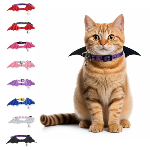 FURRYUMI Fledermausflügel-Katzenhalsband mit Glöckchen, verstellbares Kätzchenhalsband mit Sicherheitsverschluss für Jungen und Mädchen, Katzen, Halloween-Weihnachts-Katzenzubehör für Kätzchen, Welpen FURRYUMI Fledermausflügel-Katzenhalsband mit Glöckchen, verstellbares Kätzchenhalsband mit Sicherheitsverschluss für Jungen und Mädchen, Katzen, Halloween-Weihnachts-Katzenzubehör für Kätzchen, Welpen von FURRYUMI