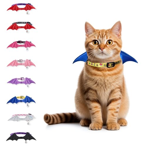 FURRYUMI Fledermausflügel-Katzenhalsband mit Glöckchen, verstellbares Kätzchenhalsband mit Sicherheitsverschluss für Jungen und Mädchen, Katzen, Halloween-Weihnachts-Katzenzubehör für Kätzchen, Welpen FURRYUMI Fledermausflügel-Katzenhalsband mit Glöckchen, verstellbares Kätzchenhalsband mit Sicherheitsverschluss für Jungen und Mädchen, Katzen, Halloween-Weihnachts-Katzenzubehör für Kätzchen, Welpen von FURRYUMI