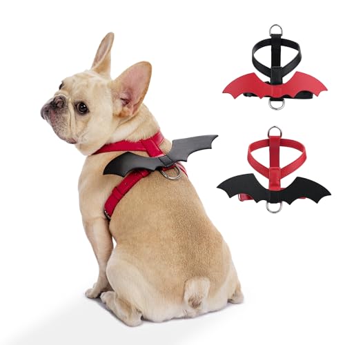 FURRYUMI Hundegeschirr mit Fledermausflügeln, Halloween-Kostüm für Hunde und Katzen, kein Ziehen, verstellbare Mikrofaser, veganes Leder, Geschirr für kleine, mittelgroße und große Hunde FURRYUMI Hundegeschirr mit Fledermausflügeln, Halloween-Kostüm für Hunde und Katzen, kein Ziehen, verstellbare Mikrofaser, veganes Leder, Geschirr für kleine, mittelgroße und große Hunde von FURRYUMI
