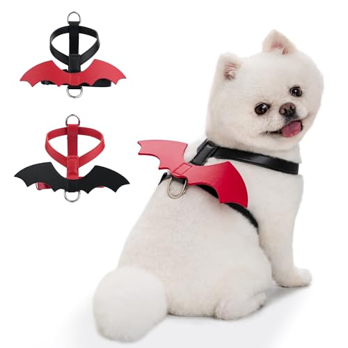 FURRYUMI Hundegeschirr mit Fledermausflügeln, Halloween-Kostüm für Hunde und Katzen, kein Ziehen, verstellbare Mikrofaser, veganes Leder, Geschirr für kleine, mittelgroße und große Hunde FURRYUMI Hundegeschirr mit Fledermausflügeln, Halloween-Kostüm für Hunde und Katzen, kein Ziehen, verstellbare Mikrofaser, veganes Leder, Geschirr für kleine, mittelgroße und große Hunde von FURRYUMI