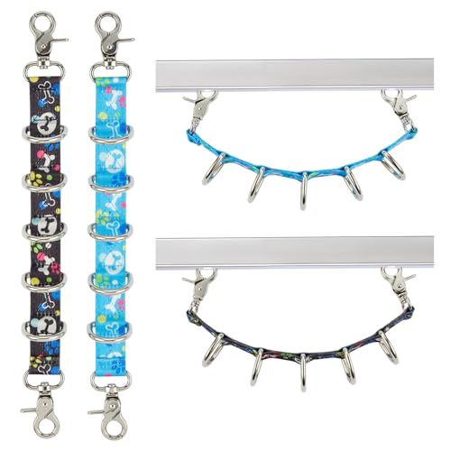 Fellpflegeschlaufe für Hunde, 2 Stück, niedliches einzigartiges Pfotenmuster, doppelte Druckknöpfe und 5 D-Ring-Design, Verlängerungsgurt für Haustierpfleger, Hundesalon, Himmelblau und Schwarz von FURSDOLY