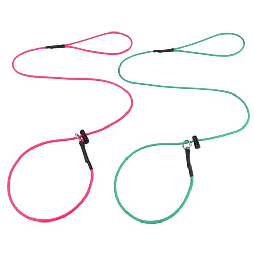 Hundeleine, Welpen-Trainingsleine, 1,6 cm, dünn, reflektierend, Paracord-Leine mit 12-Kernstärke, 453,6 kg Zugkraft, 2 Stück, für kleine und mittelgroße Hunde (Hot Pink und Grün, 1,5 m) von FURSDOLY