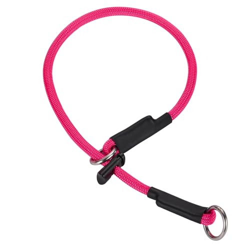 Martingale Hundehalsband – Hochfestes Nylon-Schlupfhalsband, Hundetrainingsseil mit federbelastetem, verstellbarem Stopper, keine Zugleine für kleine, mittelgroße und große Hunde (Rosa, 45,7 cm) von FURSDOLY