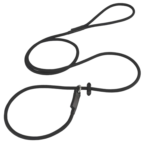 Retrieverleine Hundeleine – Starkes Nylon-Trainingsseil mit federbelastetem, verstellbarem Stopper – 1,8 cm x 1,8 m – kein Ziehen, robuste Leine für kleine, mittelgroße und große Hunde (Schwarz, 1,8 m Retrieverleine Hundeleine – Starkes Nylon-Trainingsseil mit federbelastetem, verstellbarem Stopper – 1,8 cm x 1,8 m – kein Ziehen, robuste Leine für kleine, mittelgroße und große Hunde (Schwarz, 1,8 m von FURSDOLY