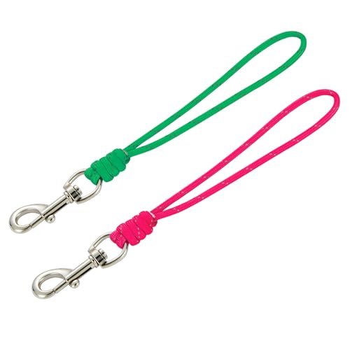 Sicherheitsclip für Hundehalsband, Paracord-Geschirr zu Halsband, handgefertigt, starker Clip-Gurt für Haustier-Halsbänder, 453,6 kg, Hot Pink und Grün, 22,9 cm von FURSDOLY