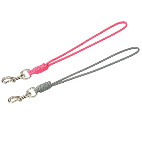 Sicherheitsclip für Hundehalsband, Paracord-Geschirr zu Halsband, handgefertigt, starker Clip-Gurt für Haustier-Haress und Halsbänder, 453,6 kg, Rosa und Hellgrau, 30,5 cm von FURSDOLY