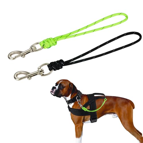 Sicherheitshalsband-Clip für Haustiere, 22,9 cm, Ersatzhalsband-Clips, 453,6 kg, 4,3 mm, leicht, hohe Zugkraft, reflektierendes Design für Haustiergeschirr und alle Halsbänder, Schwarz und Neongrün von FURSDOLY