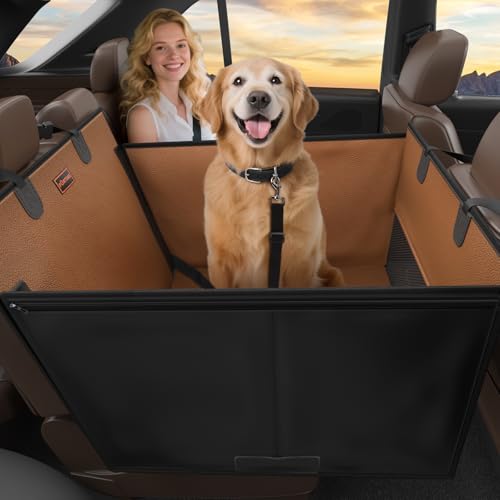 FURTIME Großer Hundeautositz, verbesserte PU-Leder-Rücksitzverlängerung mit harter Unterseite, wasserdichter Haustier-Autositzbezug für mittelgroße Hunde, Haustier-Hängematte für Autos, SUVs, LKWs von FURTIME