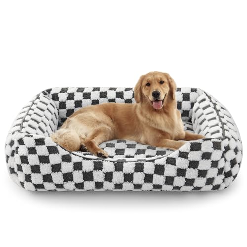 FURTIME Hundebett Grosse Hunde, rutschfest Hundebetten, Waschbares Hundekorb, Anti-Angst Plüsch-Hundekörbchen, Geeignet für große Labrador Retriever, Deutscher Schäferhund, 89×63×23 cm von FURTIME