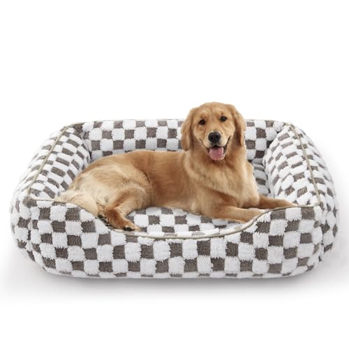 FURTIME Hundebett Grosse Hunde, rutschfest Hundebetten, Waschbares Hundekorb, Anti-Angst Plüsch-Hundekörbchen, Geeignet für große Labrador Retriever, Deutscher Schäferhund, 89×63×23 cm von FURTIME