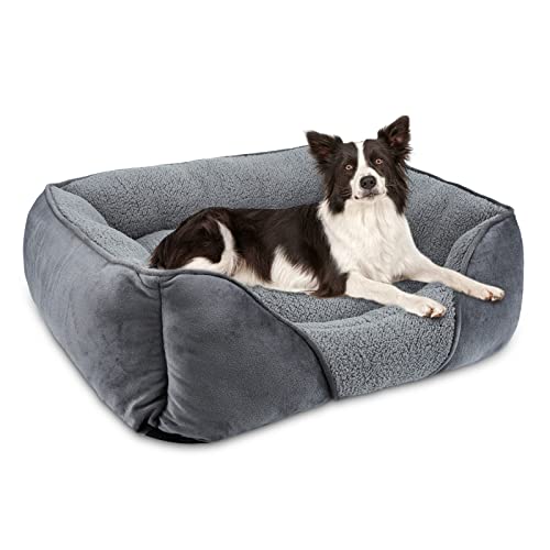 FURTIME Hundebett für Mittelgroße und Kleine Hunde, Waschbar Flauschig Hundekorb, Anti-Angst Bequem Hundekörbchen, Rutschfest, 63x53x20cm von FURTIME