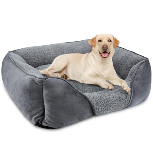 FURTIME Hundebett Mittelgroße Hunde, Hundebett Waschbar Flauschig Hundekorb, Rutschfestes Hundekörbchen, Anti-Angst Hundebetten, Hundebett für Mittelgroße und Grosse Hunde, 76x61x23cm von FURTIME