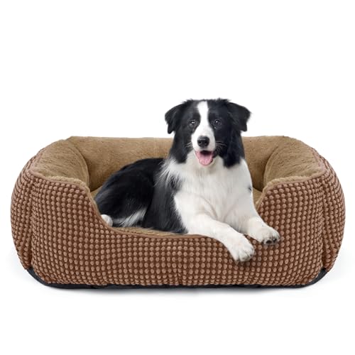FURTIME Hundebett Mittelgroße Hunde, Hundekorb Waschbar Flauschig, rutschfeste Hundekörbchen, Anti-Angst Hundebetten für Mittelgroße und Kleine Hunde und Katzen, 63x53x20cm von FURTIME
