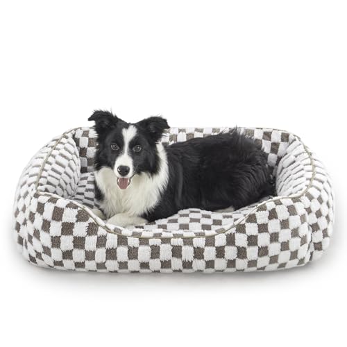 FURTIME Hundebett Mittelgroße Hunde, rutschfest Hundebetten Waschbares Hundekorb, Anti-Angst Hundebett Komfortabler Plüsch-Hundekörbchen, Geeignet für Border Collies, Labrador Retrievers, 76×61×23 cm von FURTIME