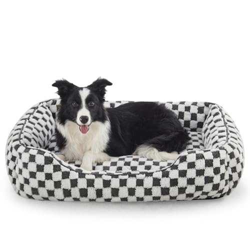 FURTIME Hundebett Mittelgroße Hunde, rutschfest Hundebetten Waschbares Hundekorb, Anti-Angst Hundebett Komfortabler Plüsch-Hundekörbchen, Geeignet für Border Collies, Labrador Retrievers, 76×61×23 cm von FURTIME