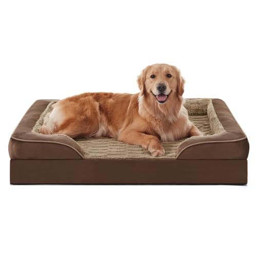 FURTIME Orthopädisches Bett für extra große Hunde, wasserdichtes Hundebett, große Hunde, ultra-bequemes, stützendes Schaumstoff-Hunde-Sofabett mit abnehmbarem, waschbarem Bezug, extra großes von FURTIME