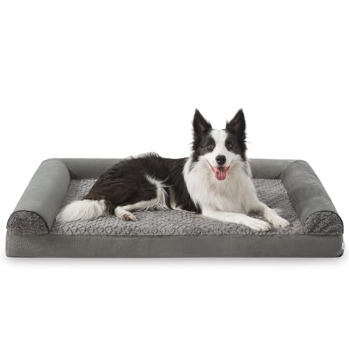 FURTIME Orthopädisches Hundebett Grosse Hunde Ergonomisches Hundekissen - 89x64 cm Hundesofa Waschbares Hundekissen (Dunkel Grau, L - L 89 x B 64 x H 17 cm) von FURTIME