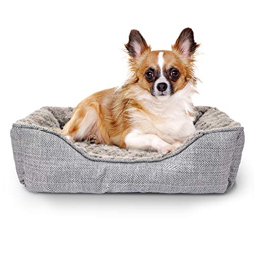 FURTIME Strapazierfähiges Hundebett für große, mittelgroße und kleine Hunde, weiche, waschbare Haustierbett, orthopädisches Hundesofa, atmungsaktiv, rechteckig, rutschfeste Unterseite (50.8 cm, grau) von FURTIME