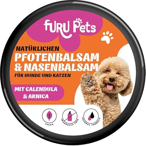 FURU PETS Natürlicher Pfotenpflege & Nasenbalsam für Hunde & Katzen - Pfotenbalsam Hund Pfotenpflege für Hunde Vegan Pfotenschutz Hund Sommer & Winter Hundepfoten Pfotenbalsam Katze Pfotenpflege Hund von FURU PETS