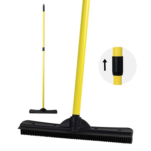 FURemover Original Indoor Pet Hair Rubber Broom with Carpet Rake and Squeegee, Black and Yellow von FURemover